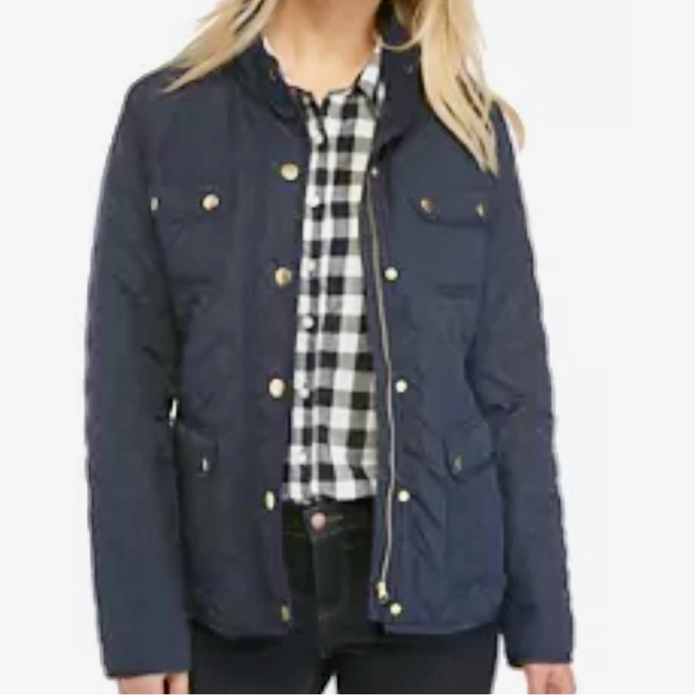 Crown & Ivy Navy‎ Quilted Puffer Jacket